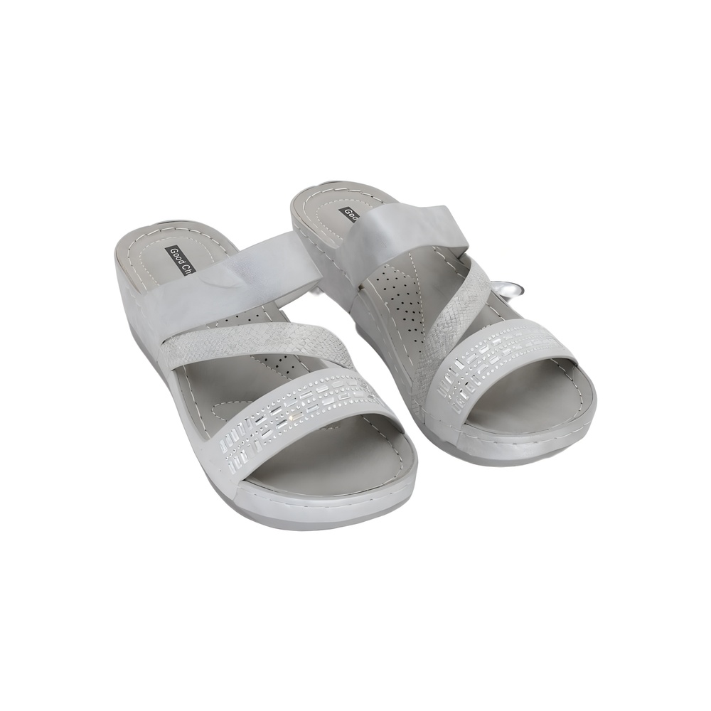 GC Shoes Womens Tera Wedge Sandal Silver-Tone Size 9